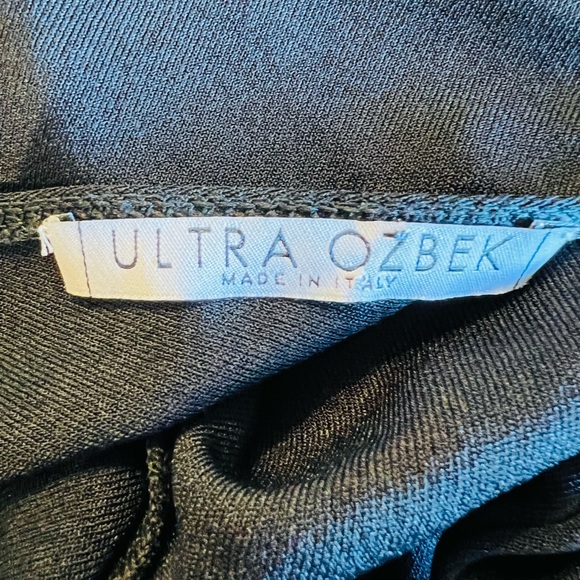 ULTRA OZBEK Made in Italy Midi V neck sleeveless little black dress size small - Picture 14 of 15